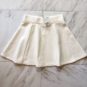 H&M White Pleated Skater Skirt